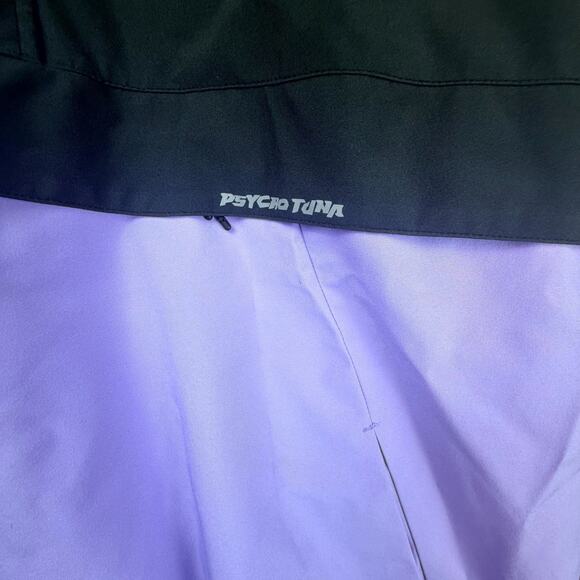 Psycho Tuna Anorak Jacket Mens Large Black Purple Hooded Water Resistant - Picture 4 of 7